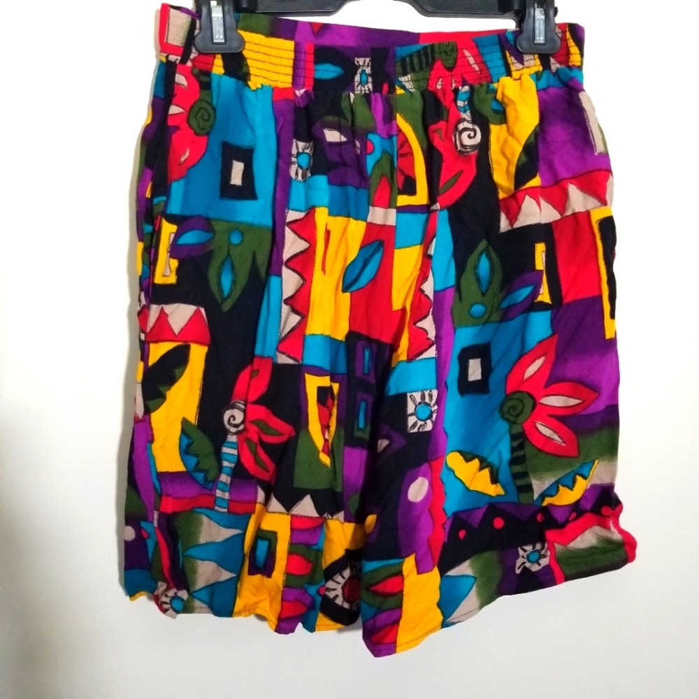 Vintage Abstract Baggy High Waist Shorts Bobbie Brooks Vibrant Size Medium Vtg